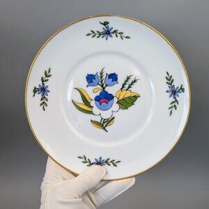Antique Royal Copenhagen Folk Art Floral Porcelain Plate - "Danmark" Backstamp